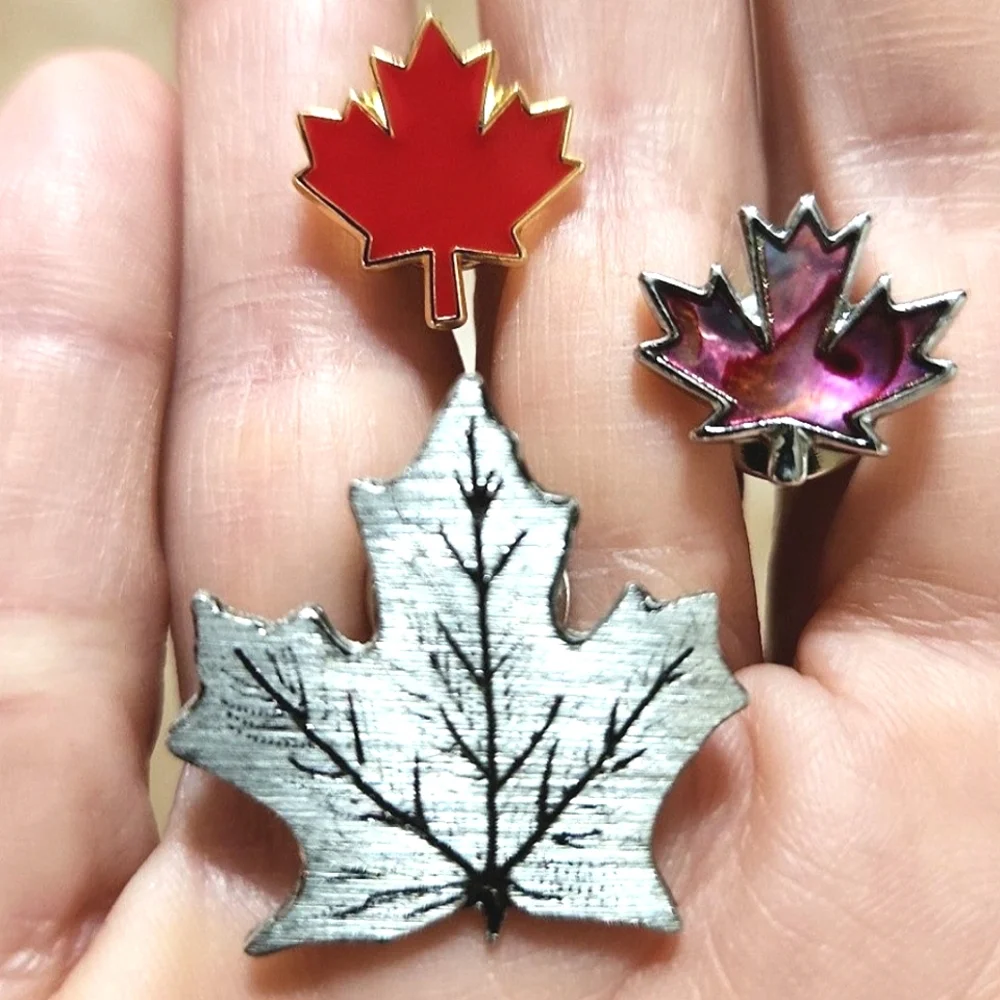 Anthropologie Trio Of Maple Leaf Scatter Clutch Pins